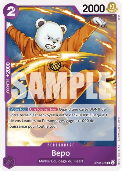 Carte One Piece Bepo OP09-074 C Les Nouveaux Empereurs Neuf FR LorenZone