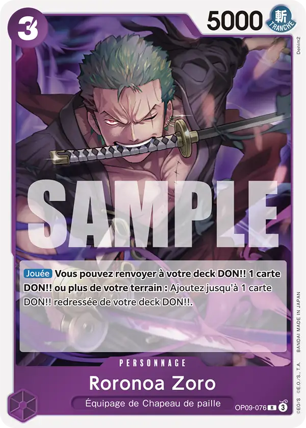 Carte One Piece OP09-076 Roronoa Zoro V1 | LorenZone