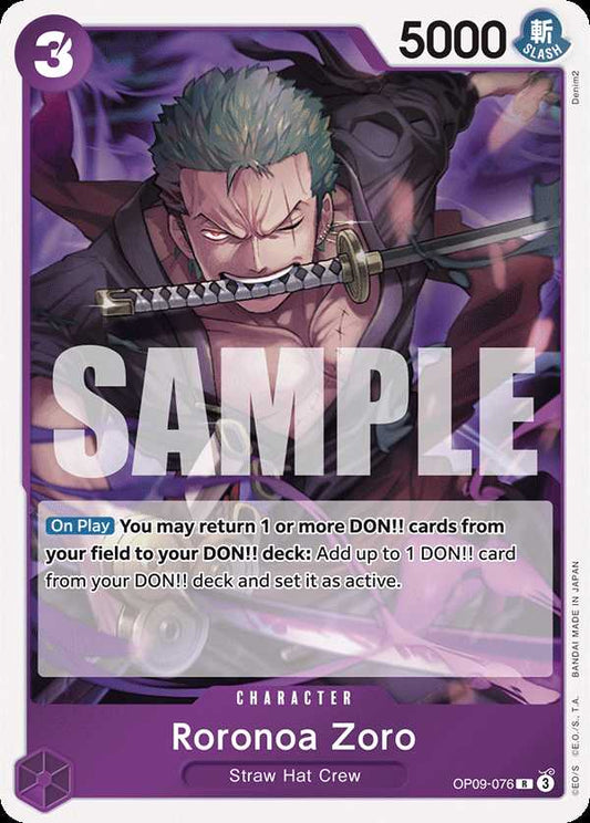 Carte One Piece Roronoa Zoro OP09-076 R Emperors In The New World Neuf EN LorenZone
