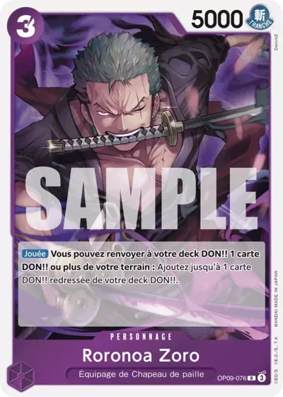 Carte One Piece Roronoa Zoro OP09-076 R Les Nouveaux Empereurs Neuf FR LorenZone