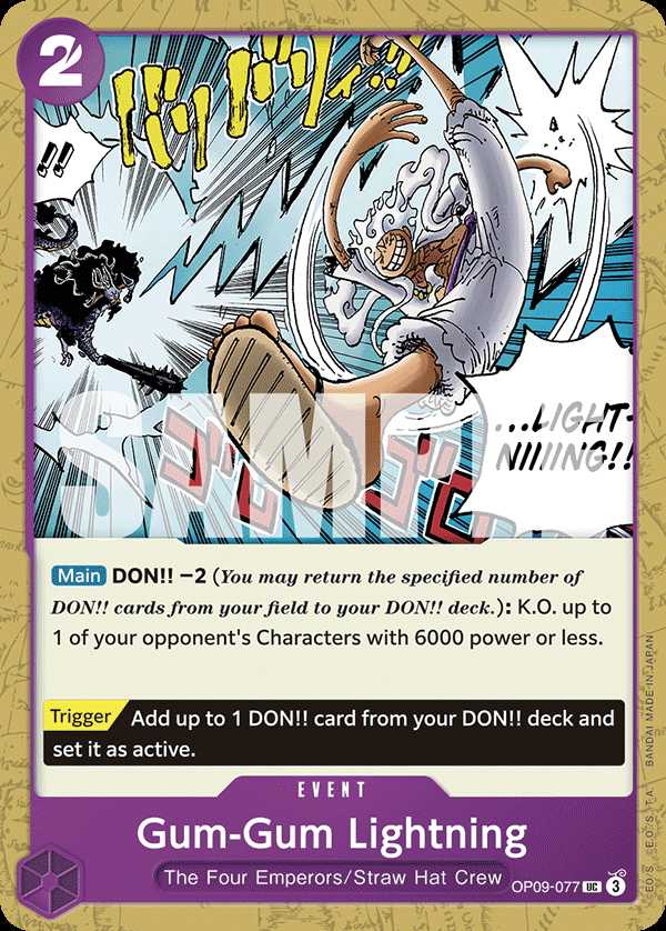 Carte One Piece Gum-Gum Lightning OP09-077 UC Emperors In The New World Neuf EN LorenZone