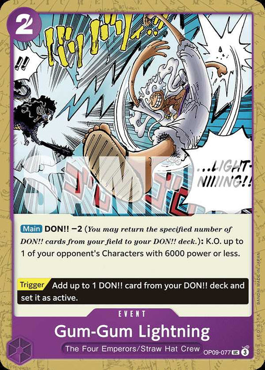 Carte One Piece Gum-Gum Lightning OP09-077 UC Emperors In The New World Neuf EN LorenZone