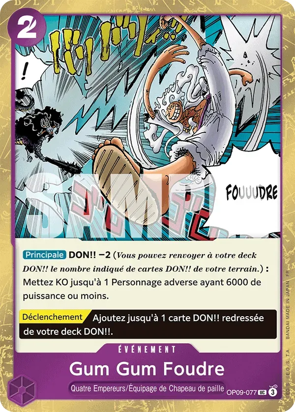 Carte One Piece Gum Gum Foudre V2 - PRB02 - FR OP09-077 Peu Commune Foil The Best Vol.2 Neuf FR LorenZone