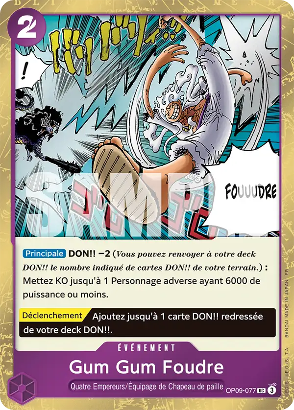 Carte One Piece OP09-077 Gum Gum Foudre V2 | LorenZone
