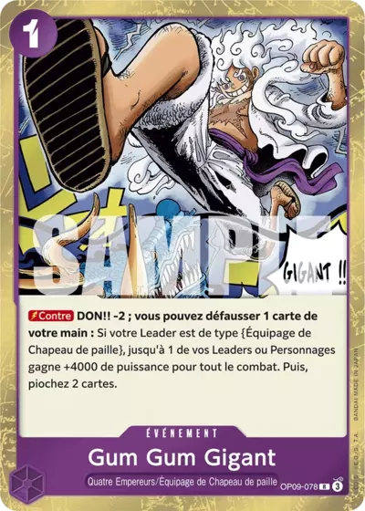 Carte One Piece Gum Gum Gigant OP09-078 R Les Nouveaux Empereurs Neuf FR LorenZone