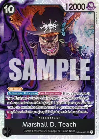 Carte One Piece Marshall D.Teach V1 OP09-093 SR Les Nouveaux Empereurs Neuf FR LorenZone