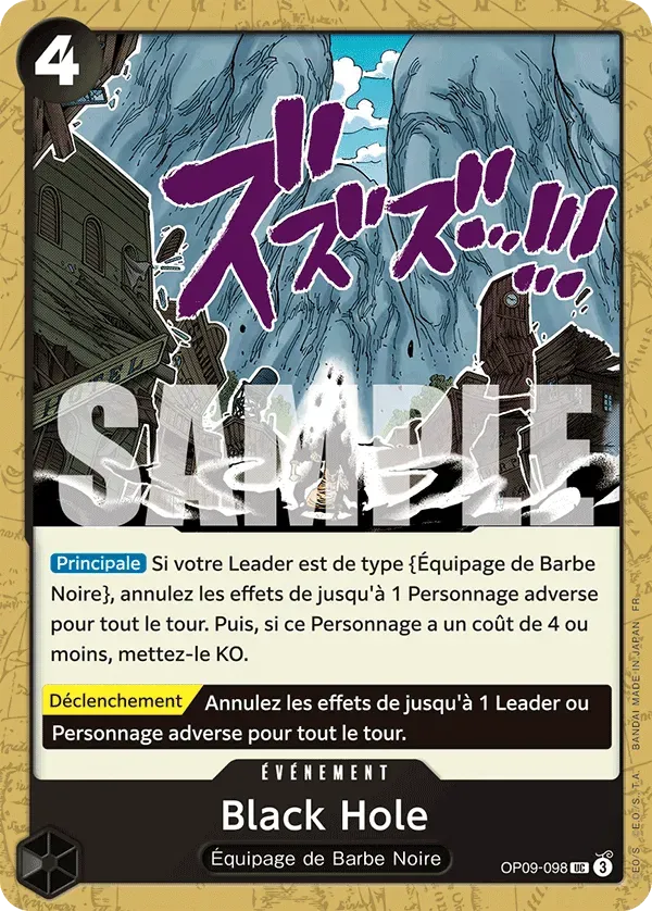 Carte One Piece Black Hole V1 - PRB02 - FR OP09-098 Peu Commune The Best Vol.2 Neuf FR LorenZone