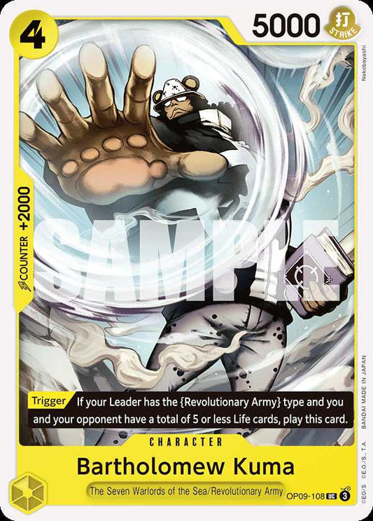 Carte One Piece Bartholomew Kuma OP09-108 UC Emperors In The New World Neuf EN LorenZone