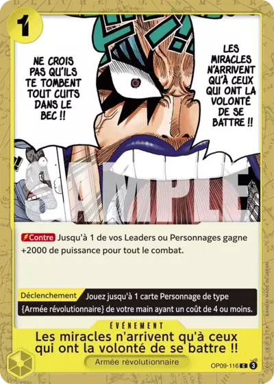 Carte One Piece Les miracles n'arrivent qu'à ceux qui ont la volonté de se battre !! OP09-116 C Les Nouveaux Empereurs Neuf FR LorenZone