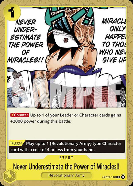 Carte One Piece Never Underestimate the Power of Miracles!! OP09-116 C Emperors In The New World Neuf EN LorenZone