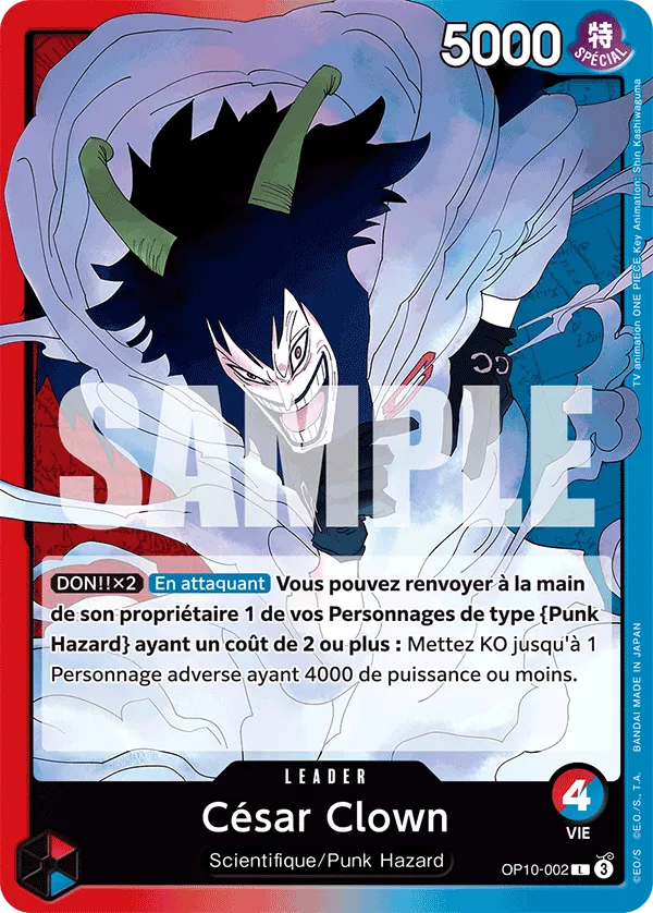 Carte One Piece Cesar Clown V1 - FR OP10-002 L Sang Royal Neuf FR LorenZone