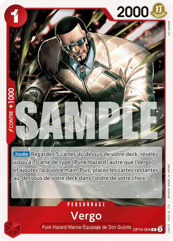 Carte One Piece Vergo - FR OP10-004 R Sang Royal Neuf FR LorenZone