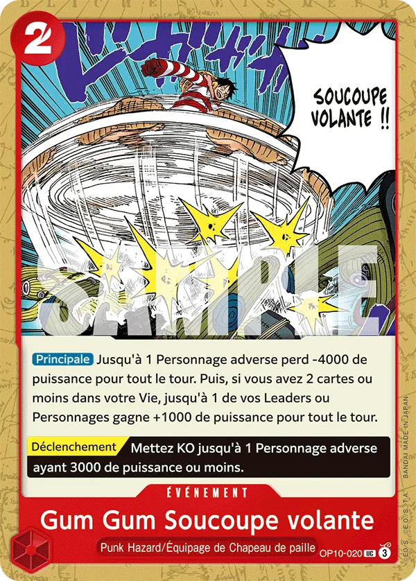 Carte One Piece Gum Gum Soucoupe Volante - FR OP10-020 UC Sang Royal Neuf FR LorenZone