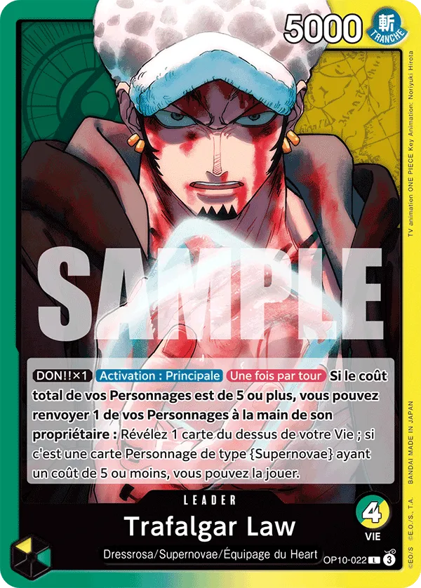 Carte One Piece Trafalgar Law V1 - FR OP10-022 L Sang Royal Neuf FR LorenZone