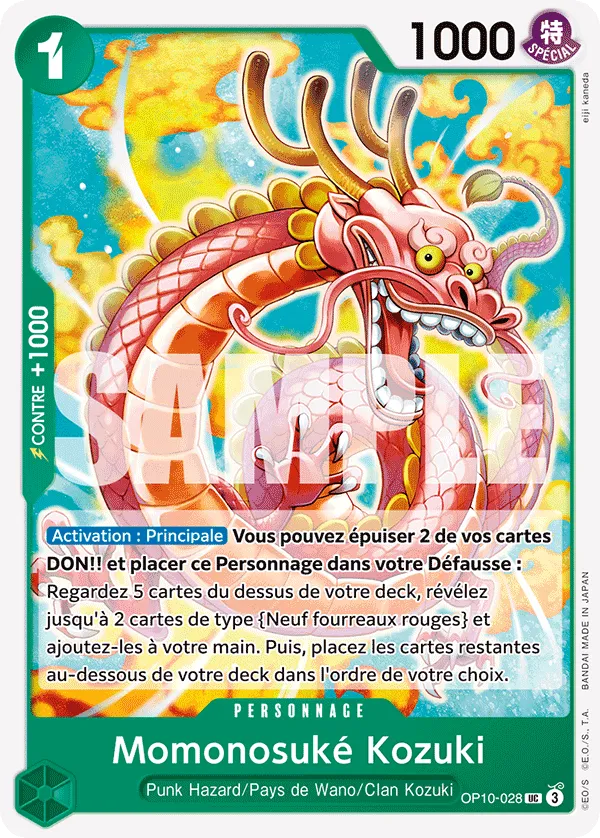 Carte One Piece Momonosuké Kozuki - FR OP10-028 UC Sang Royal Neuf FR LorenZone