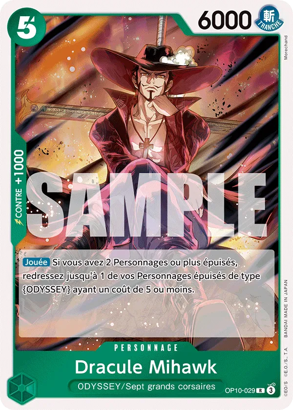 Carte One Piece Dracule Mihawk - FR OP10-029 R Sang Royal Neuf FR LorenZone