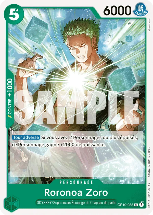 Carte One Piece Roronoa Zoro - FR OP10-038 C Sang Royal Neuf FR LorenZone
