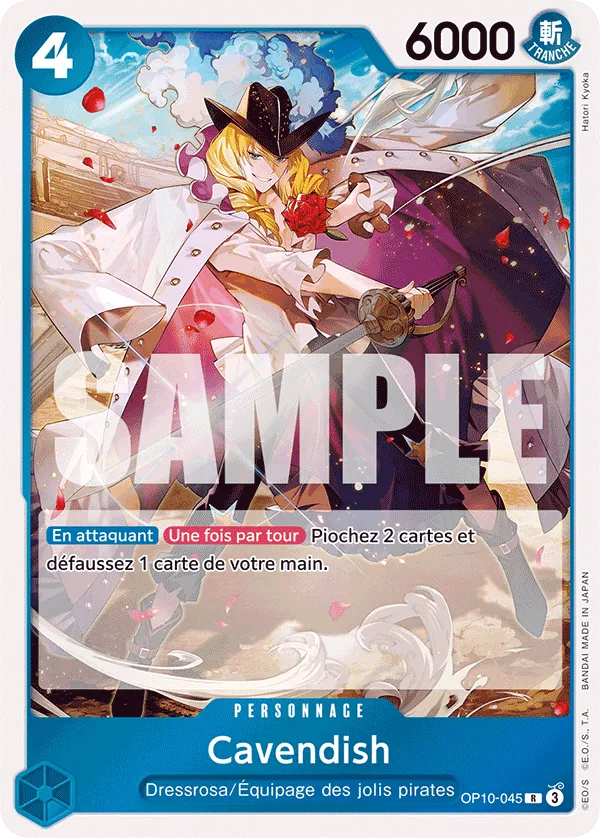 Carte One Piece Cavendish V1 - FR OP10-045 R Sang Royal Neuf FR LorenZone
