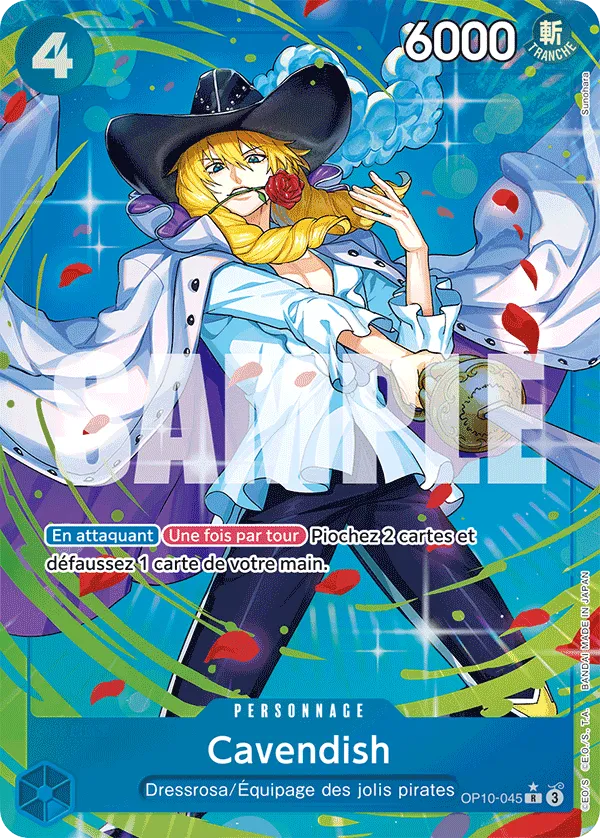 Carte One Piece Cavendish V2 - FR OP10-045 R-P Sang Royal Neuf FR LorenZone