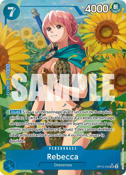 Carte One Piece Rebecca V2 - FR OP10-058 SR-P Sang Royal Neuf FR LorenZone