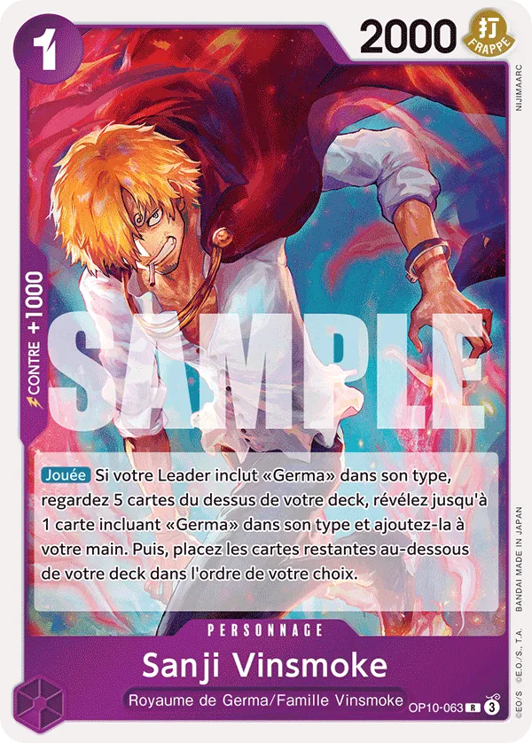 Carte One Piece Sanji - FR OP10-063 R Sang Royal Neuf FR LorenZone