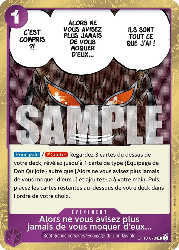 Carte One Piece Alors ne vous avisez plus jamais de vous moquez d'eux... - FR OP10-078 R Sang Royal Neuf FR LorenZone