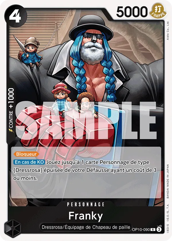 Carte One Piece Franky V1 - FR OP10-090 R Sang Royal Neuf FR LorenZone