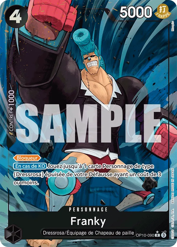 Carte One Piece Franky V2 - FR OP10-090 R-P Sang Royal Neuf FR LorenZone