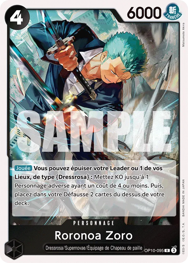 Carte One Piece Roronoa Zoro - FR OP10-095 R Sang Royal Neuf FR LorenZone