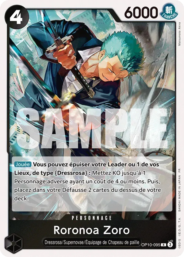 Carte One Piece Roronoa Zoro V1 - PRB02 - FR OP10-095 Rare The Best Vol.2 Neuf FR LorenZone