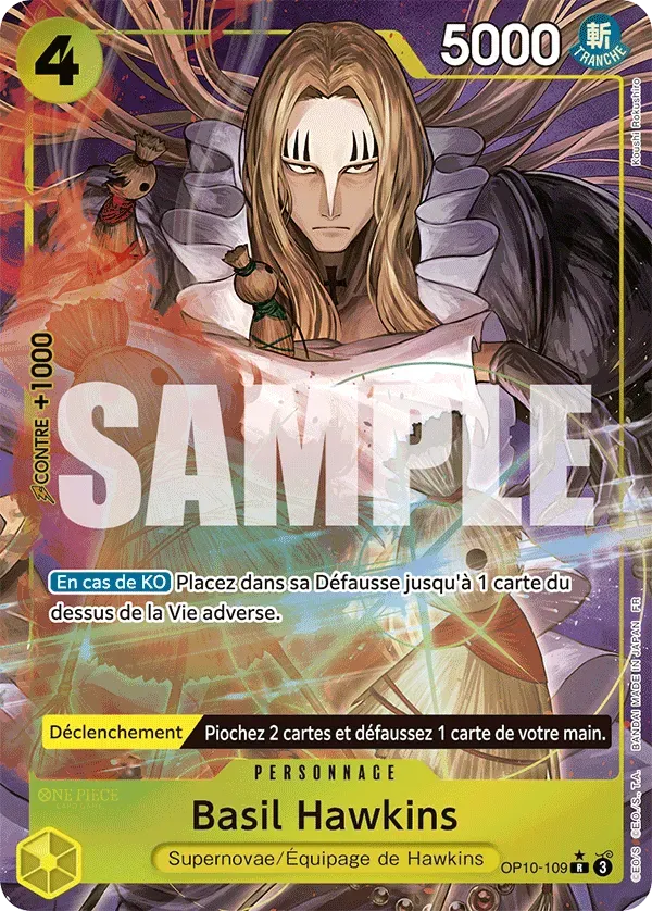 Carte One Piece Basil Hawkins V2 - PRB02 - FR OP10-109 Rare Parallèle The Best Vol.2 Neuf FR LorenZone
