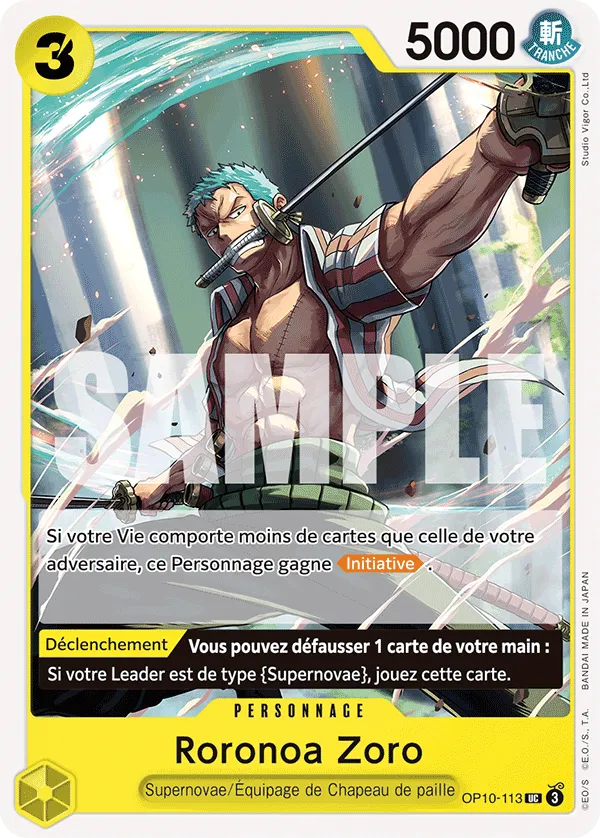 Carte One Piece Roronoa Zoro - FR OP10-113 UC Sang Royal Neuf FR LorenZone