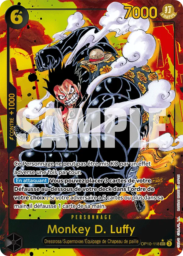 Carte One Piece Monkey D. Luffy V2 - FR OP10-118 SEC-P Sang Royal Neuf FR LorenZone