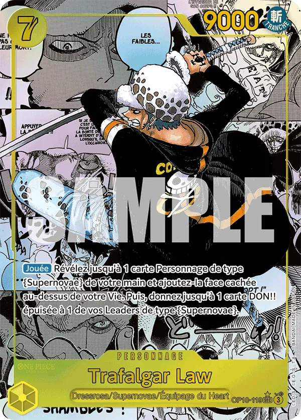 Carte One Piece Trafalgar Law V3 - FR OP10-119 SEC-M Sang Royal Neuf FR LorenZone