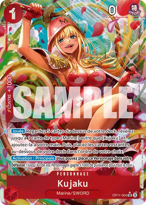 Carte One Piece Kujyaku V2 - FR OP11-004 SR-P Des Poings Vifs Comme l'Éclair Neuf FR LorenZone