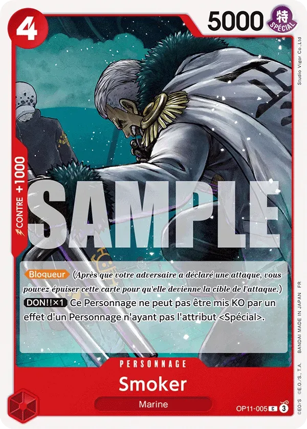 Carte One Piece Smoker - FR OP11-005 CO Des Poings Vifs Comme l'Éclair Neuf FR LorenZone