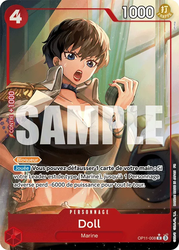 Carte One Piece Doll V2 - FR OP11-008 R-P Des Poings Vifs Comme l'Éclair Neuf FR LorenZone