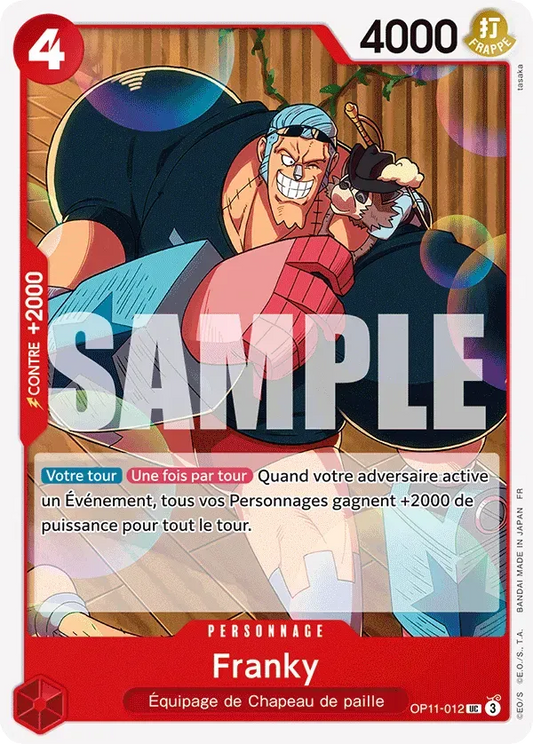 Carte One Piece Franky - FR OP11-012 UC Des Poings Vifs Comme l'Éclair Neuf FR LorenZone