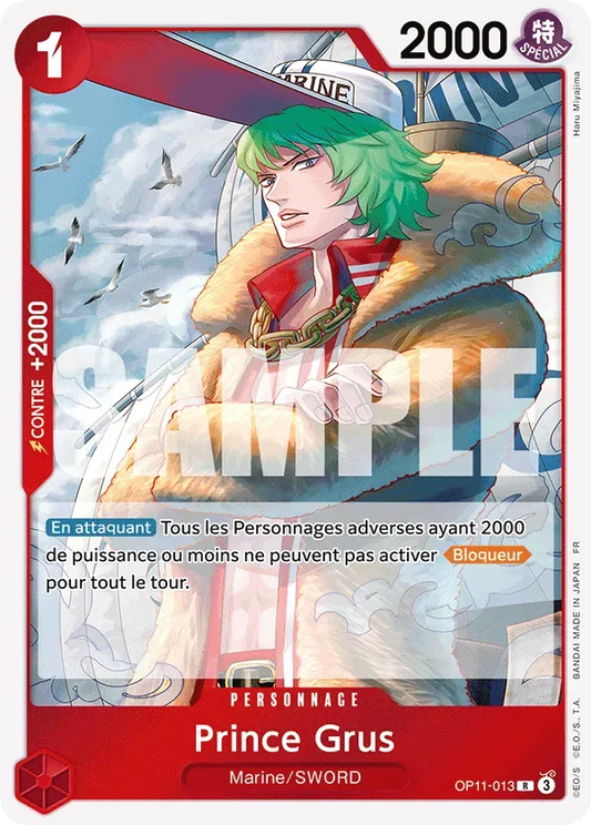 Carte One Piece Prince Grus - FR OP11-013 R Des Poings Vifs Comme l'Éclair Neuf FR LorenZone