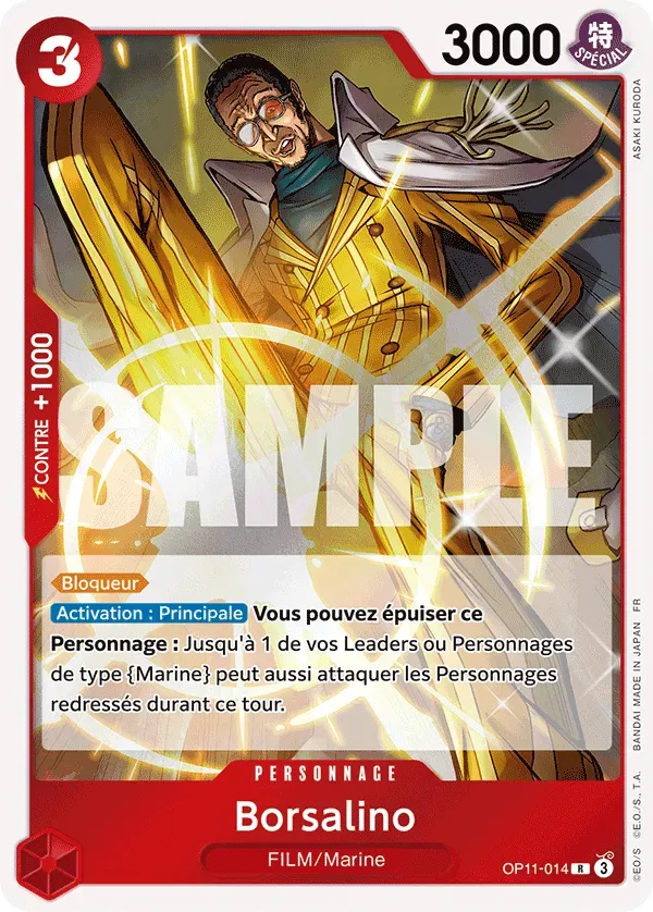 Carte One Piece Borsalino - OP11-014 R Des Poings Vifs Comme l'Éclair Neuf FR LorenZone
