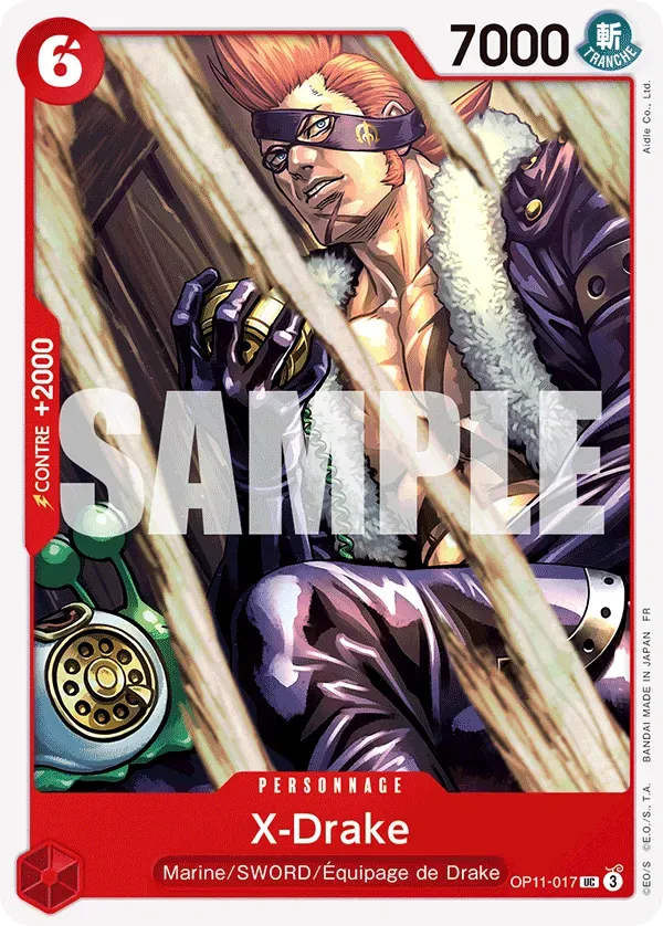 Carte One Piece X-Drake - FR OP11-017 UC Des Poings Vifs Comme l'Éclair Neuf FR LorenZone