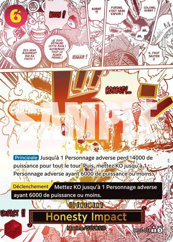 Carte One Piece Honesty Impact V2 - FR OP11-018 R-P Des Poings Vifs Comme l'Éclair Neuf FR LorenZone