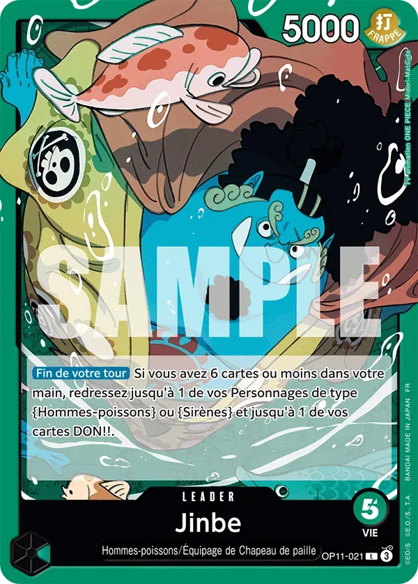 Carte One Piece Jinbe V1 - FR OP11-021 L Des Poings Vifs Comme l'Éclair Neuf FR LorenZone