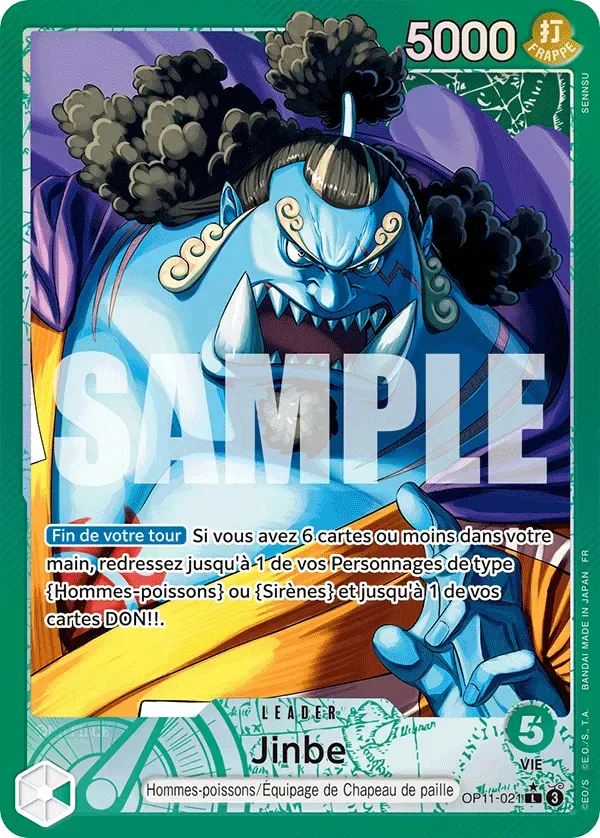 Carte One Piece Jinbe V2 - FR OP11-021 L-P Des Poings Vifs Comme l'Éclair Neuf FR LorenZone