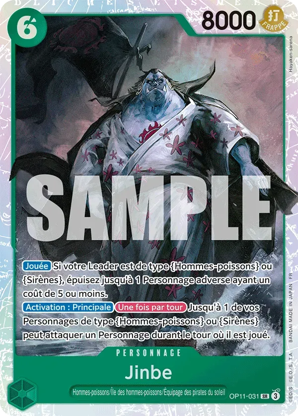 Carte One Piece Jinbe V1 - FR OP11-031 SR Des Poings Vifs Comme l'Éclair Neuf FR LorenZone
