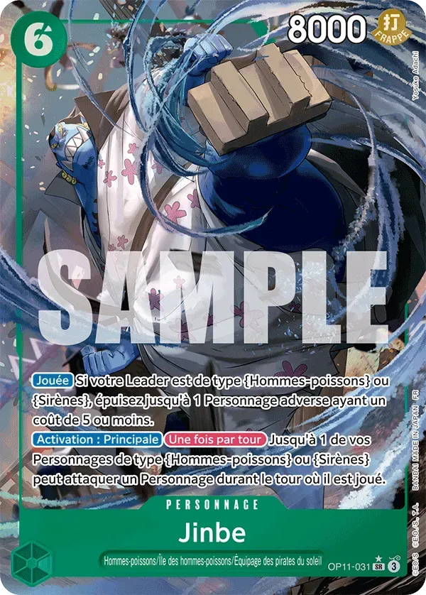Carte One Piece Jinbe V2 - FR OP11-031 SR-P Des Poings Vifs Comme l'Éclair Neuf FR LorenZone