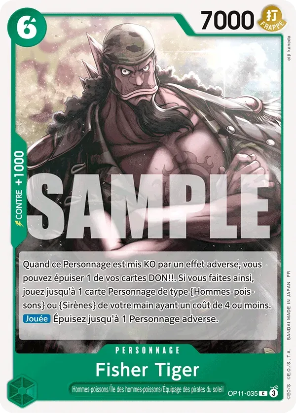 Carte One Piece Fisher Tiger - FR OP11-035 CO Des Poings Vifs Comme l'Éclair Neuf FR LorenZone