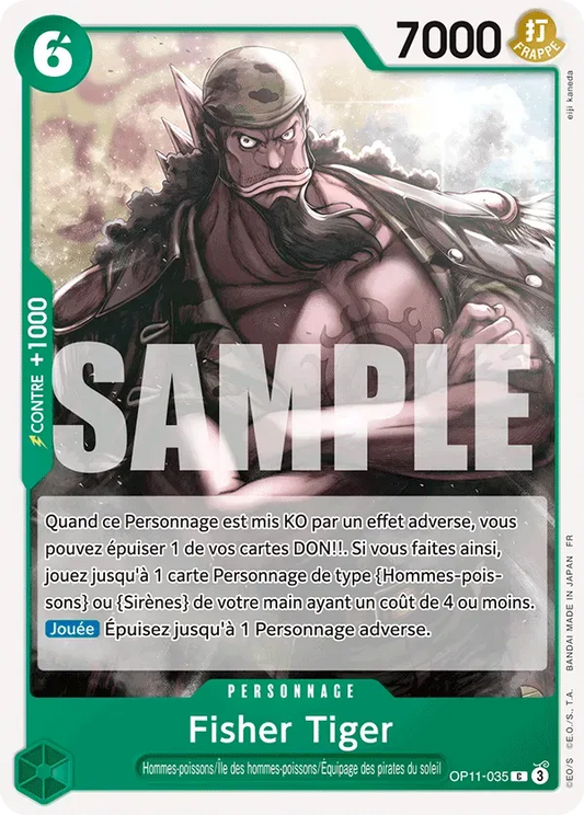 Carte One Piece Fisher Tiger - FR OP11-035 CO Des Poings Vifs Comme l'Éclair Neuf FR LorenZone
