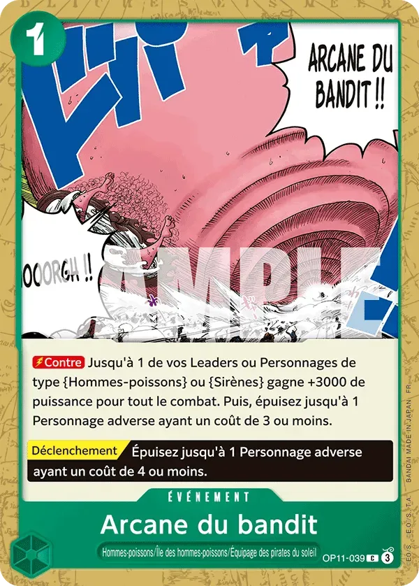 Carte One Piece Arcane du Bandit - FR OP11-039 CO Des Poings Vifs Comme l'Éclair Neuf FR LorenZone