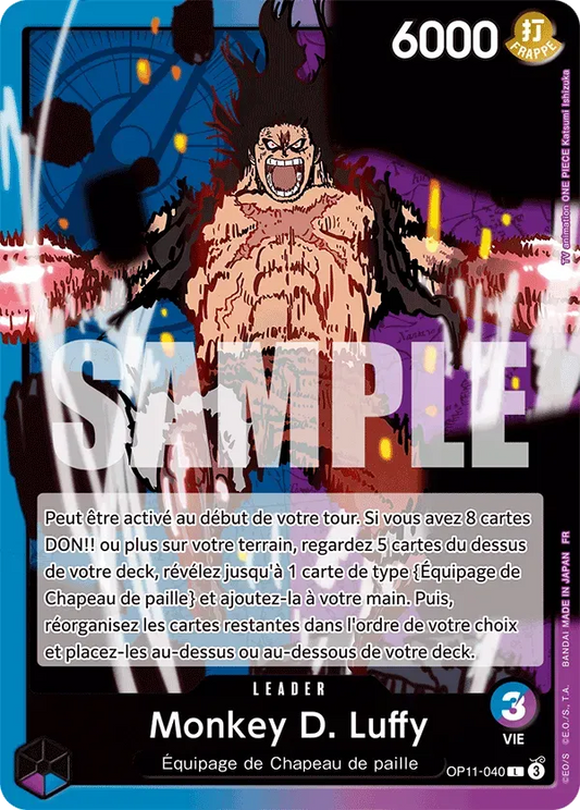 Carte One Piece Monkey D. Luffy V1 - FR OP11-040 L Des Poings Vifs Comme l'Éclair Neuf FR LorenZone